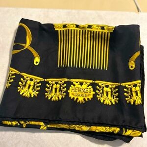Vintage Hermes Les Cavaliers D'or by Rybal Hermes Cashmere Silk Scarf